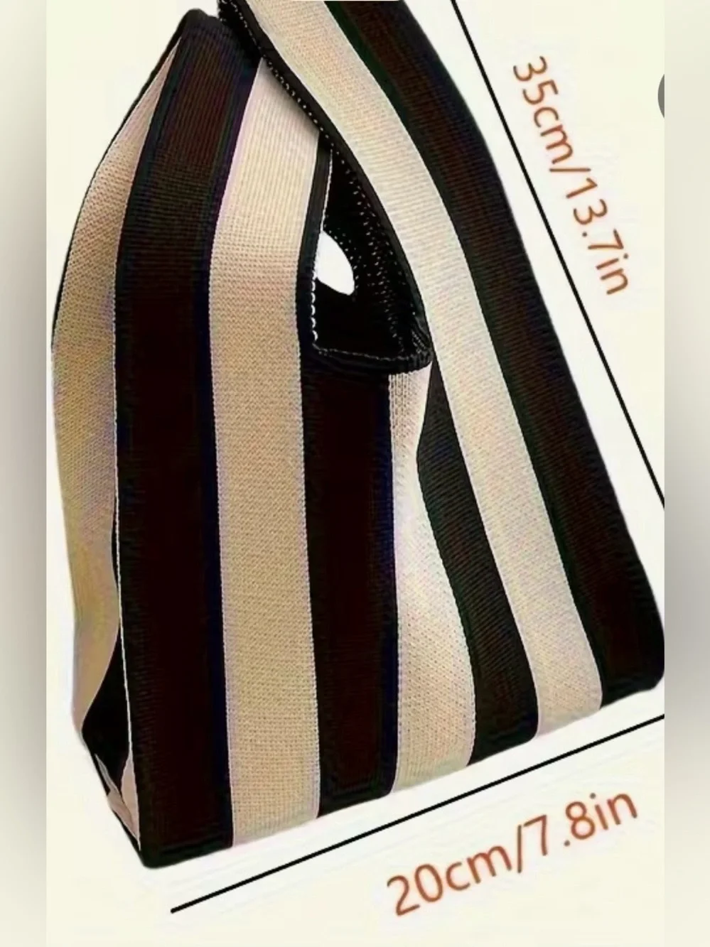 Striped Black and Cream Women’s Tote Bag-Brand new, never used, no tag.
